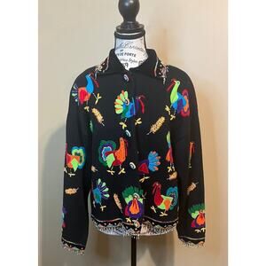 Design Options Philip Jane Gordon Sweater Cardigan Lg Turkey Art Vintage Rare